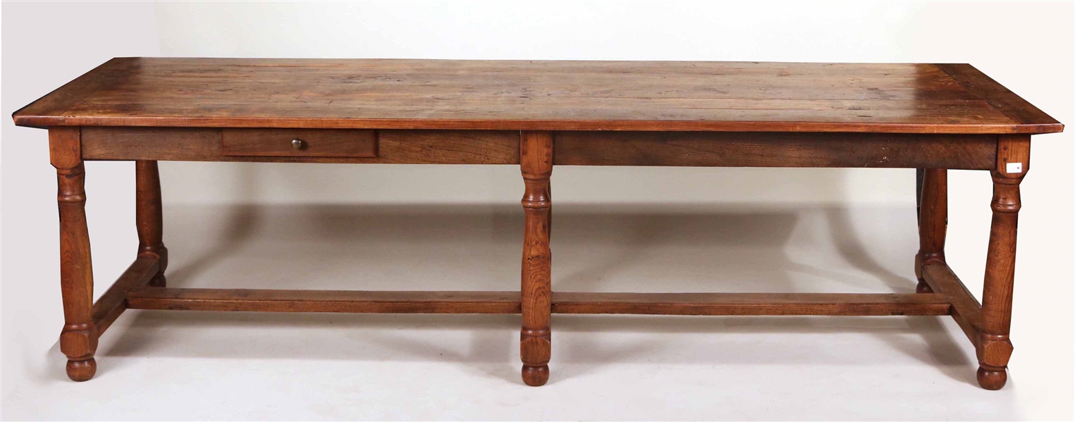 Oak Farm Table with Two Drawers
