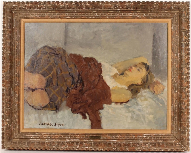 Oil on Canvas, Reclining Woman, Raphael Soyer