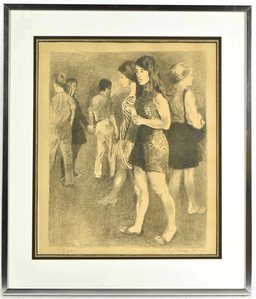 Etching, Young Men and Women, Raphael Soyer