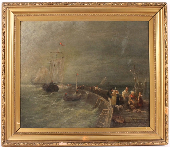 Oil on Canvas Return of Fisherman Stan Kuler