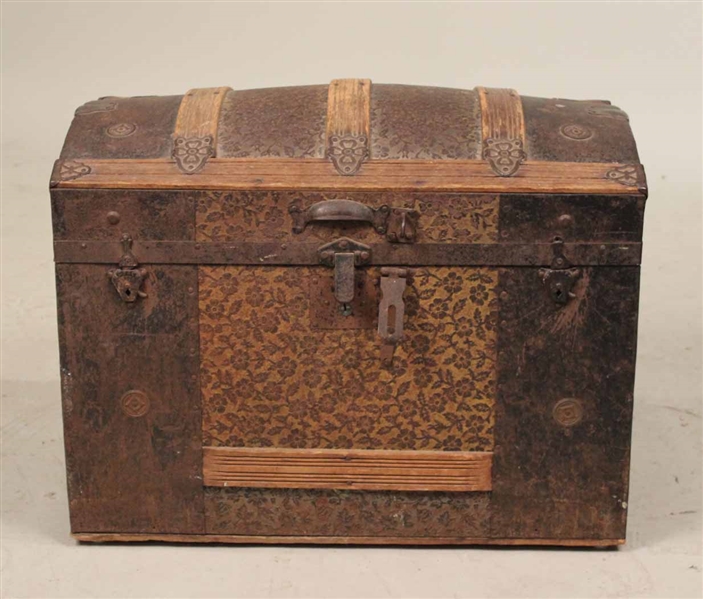 Victorian Rolled Tin Dome Top Trunk
