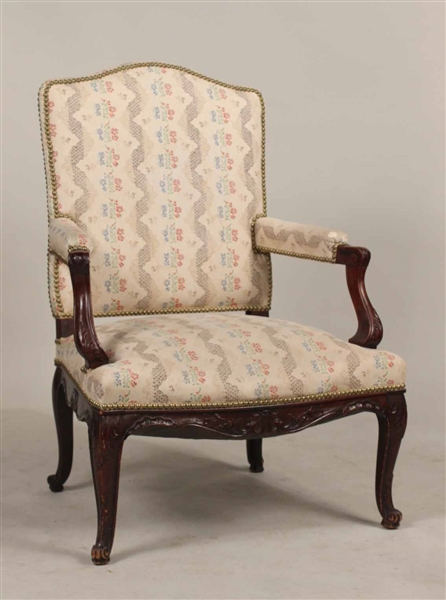 George II Style Carved Mahogany Armchair