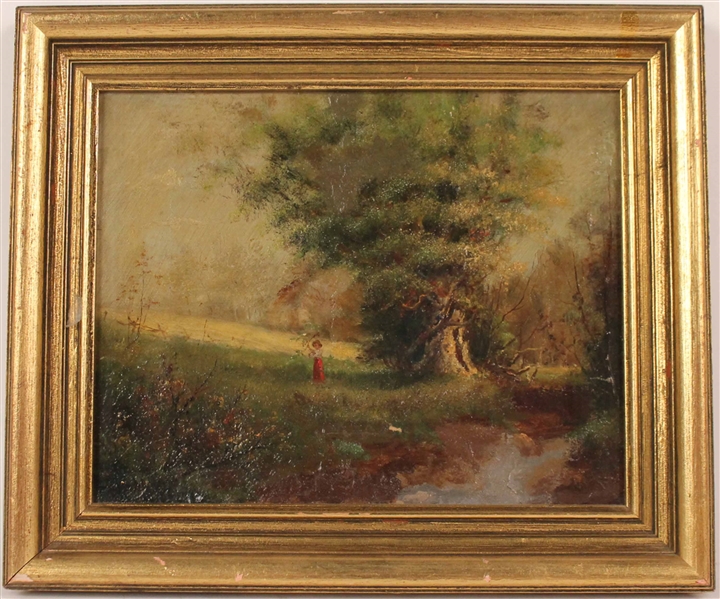 Oil on Canvas Figure in Landscape