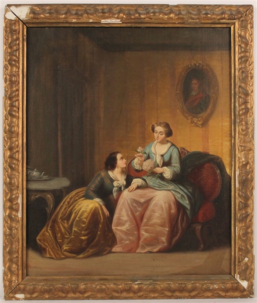 Oil on Canvas Ladies in Parlor