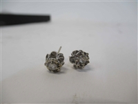 Pair of 14K White Gold & Diamond Stud Earrings