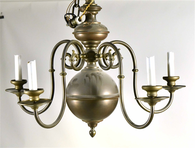 Queen Anne Style Brass Five-Light Chandelier