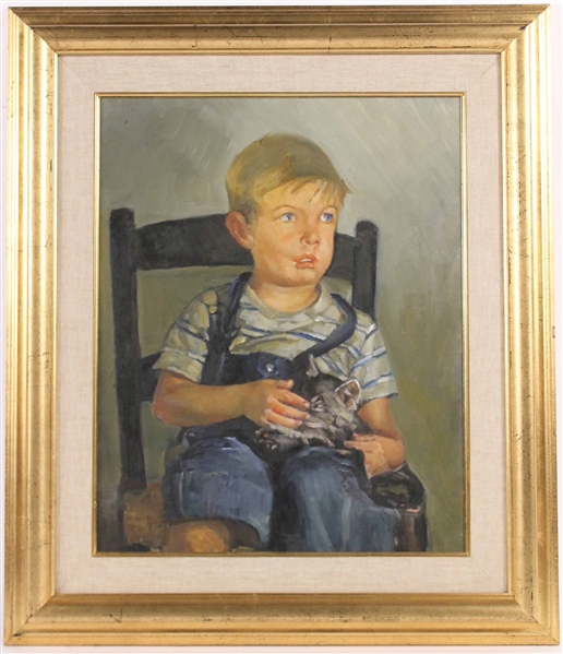 Oil on Canvas, Boy Seated in Chair, May Fairchild