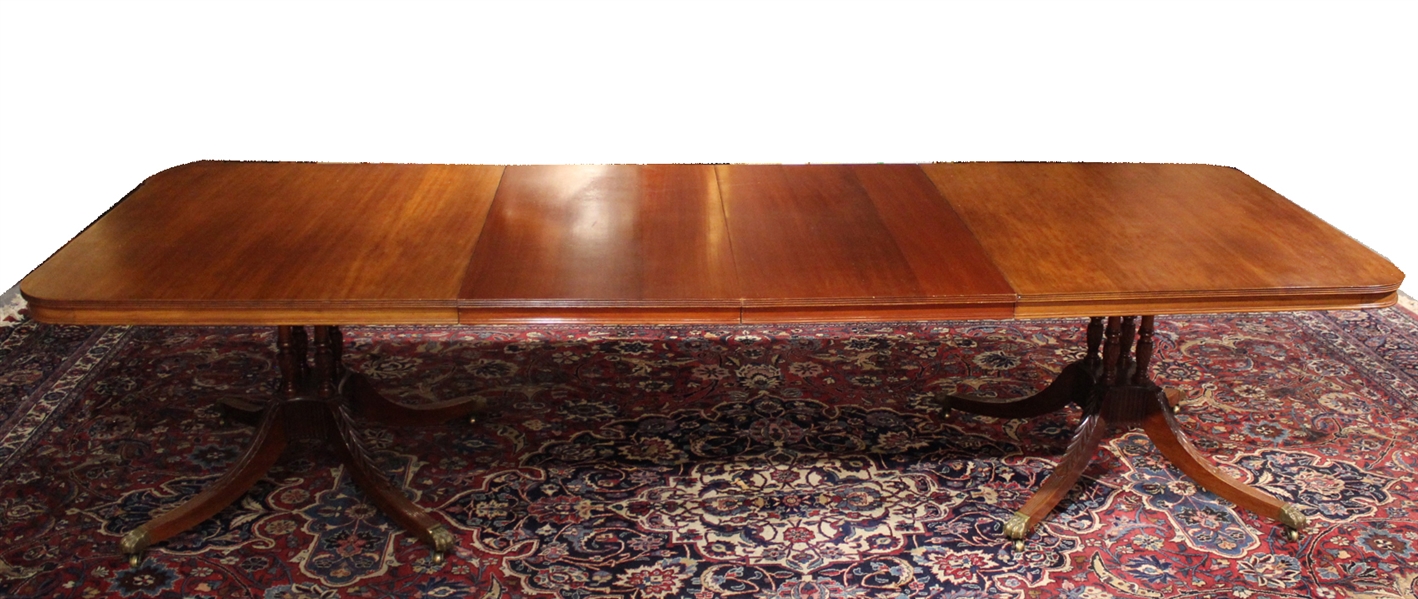 Federal Style Mahogany Two Pedestal Dining Table