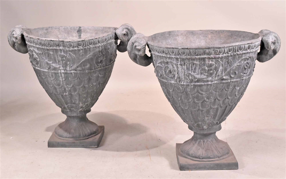 Pair of Neoclassical Lead Garden Urns