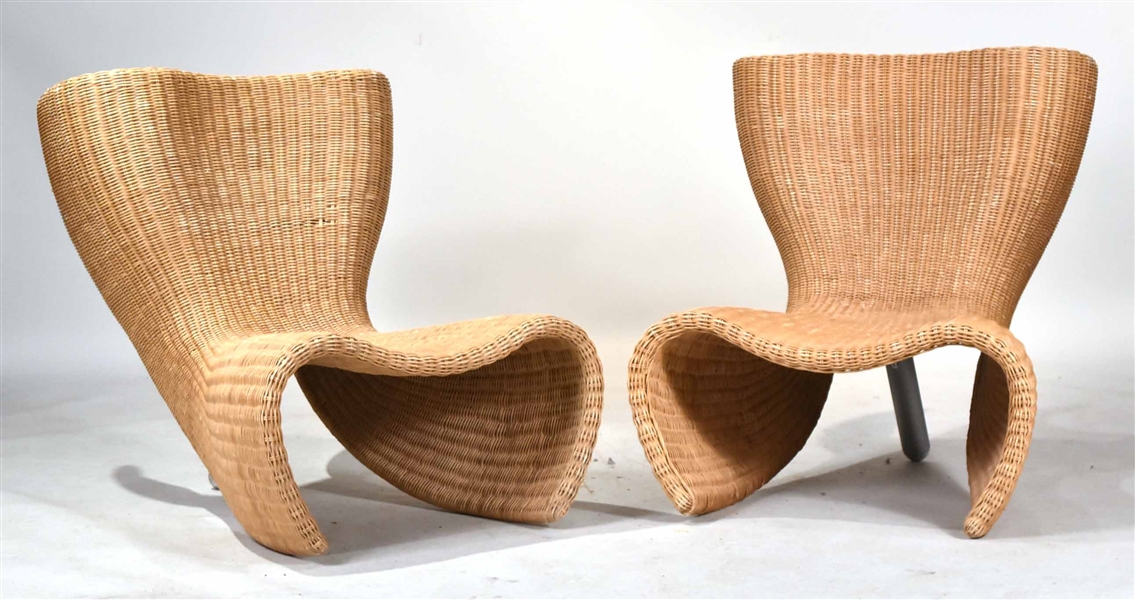 Pair of Marc Newson Wicker Low Chairs