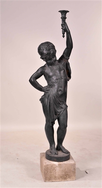 Cast-Iron Newel Post Figure of a Youth