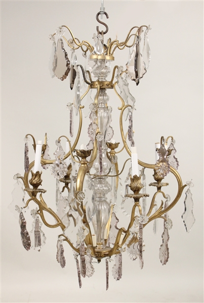 Louis XV Bronze & Crystal Eight Light Chandelier