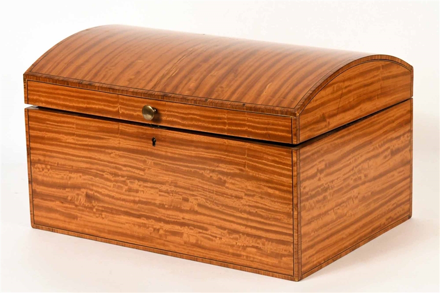 Satinwood Banded Dome-Top Document Box