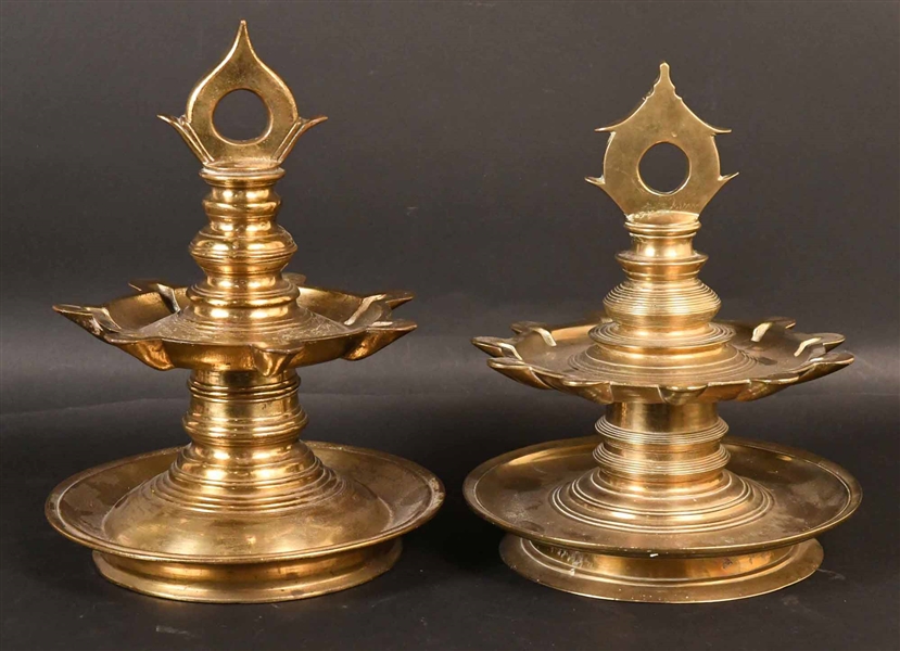 Two Dutch East Indies Brass Two Part Lights
