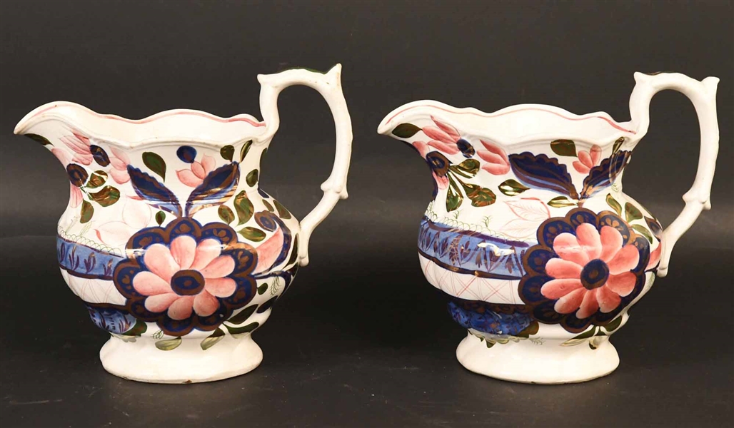 Two Similar Gaudy Lustreware Pitchers