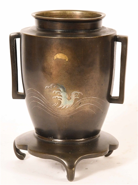 Japanese Bronze & Mixed Metal Vase