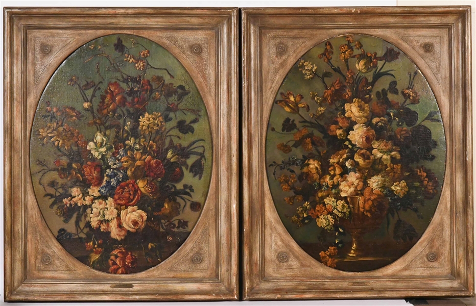 Pair of Oil on Canvas Floral Still Life Painting