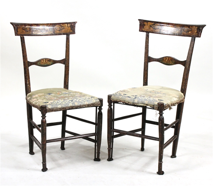 Pair of Italian Empire Painted Side Chairs