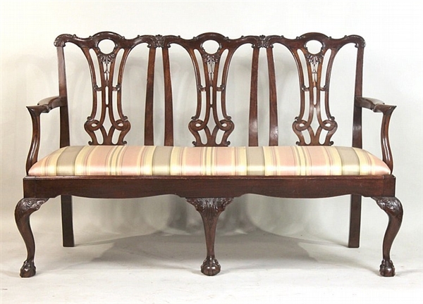 Chippendale Style Mahogany Triple-Back Settee