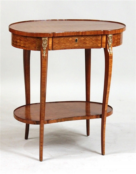 Neoclassical Parquetry Kidney-Form Side Table