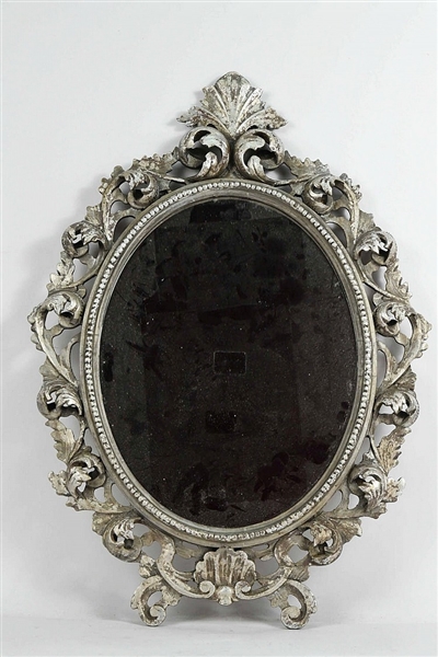 Rococo Style Silver-Gilt Carved Oval Mirror