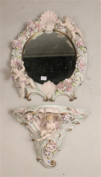 Capo-di-Monte Porcelain Bracket and Mirror