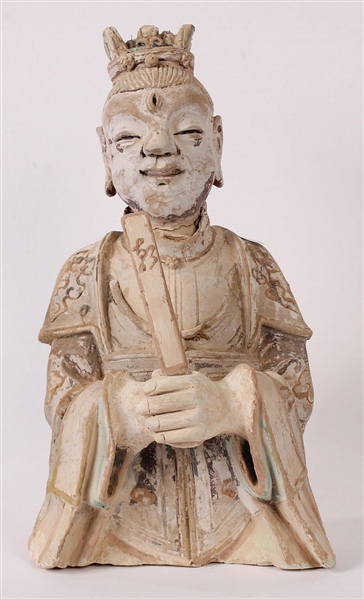 Chinese Painted Pottery Figure of an Immortal