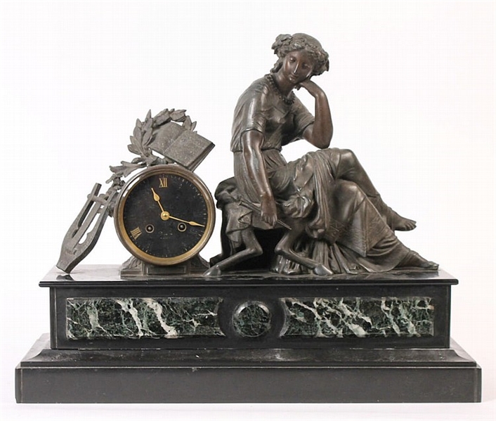 Napoleon III Marble and Metal Mantel Clock