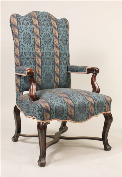 Baroque Walnut Upholstered Armchair