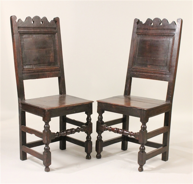 Pair of Jacobean Oak Wainscot Side Chairs
