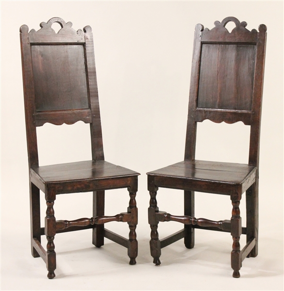 Pair of Jacobean Oak Wainscot Side Chairs