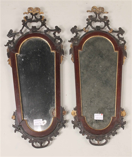 Pair of Dutch Mahogany and Gilt Small Mirrors