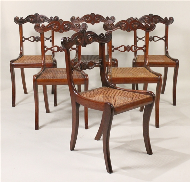 Six Regency Mahogany Caned Seat Side Chairs