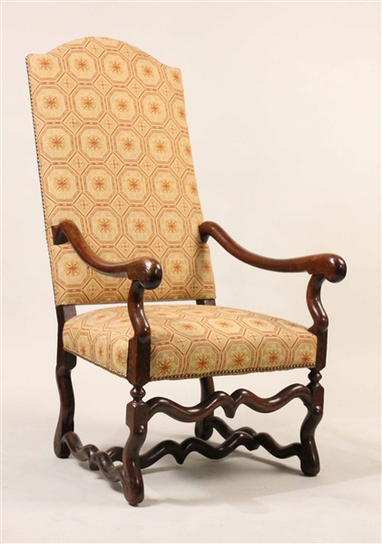 Louis XIV or Regency Walnut Upholstered Armchair