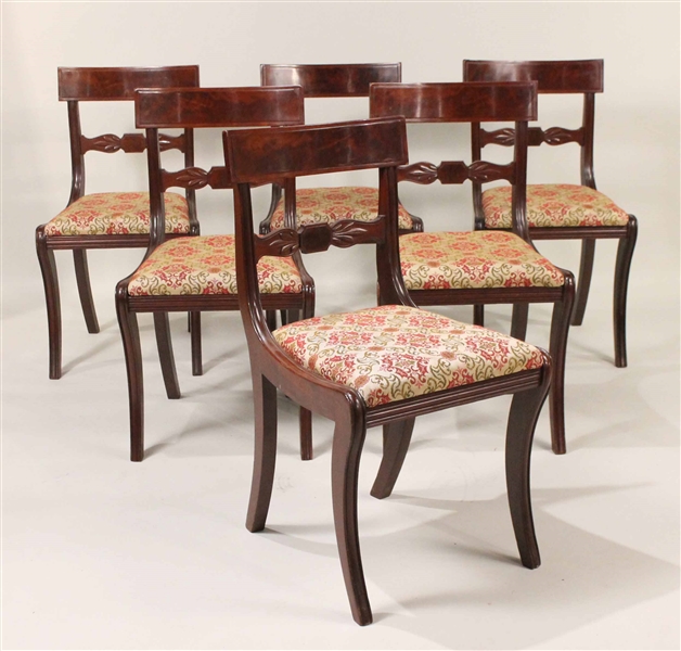 Six Classical Mahogany Saber Leg Side Chairs
