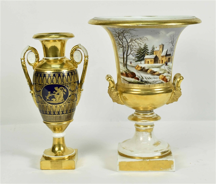 Two French Porcelain Handed Urns
