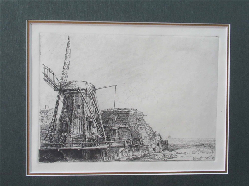 After Rembrandt Etching of Windmill