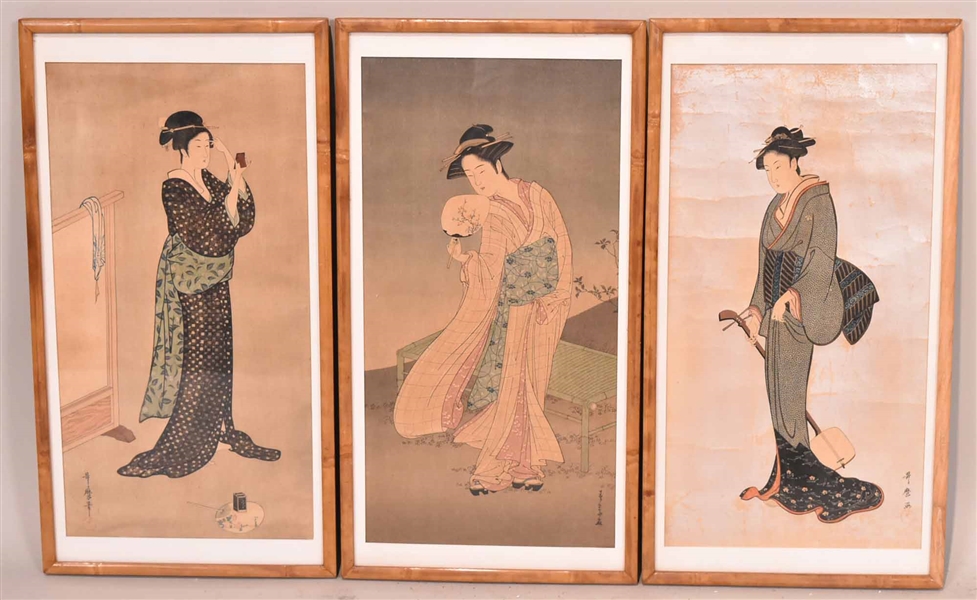 Three Colored Woodblocks of Geisha