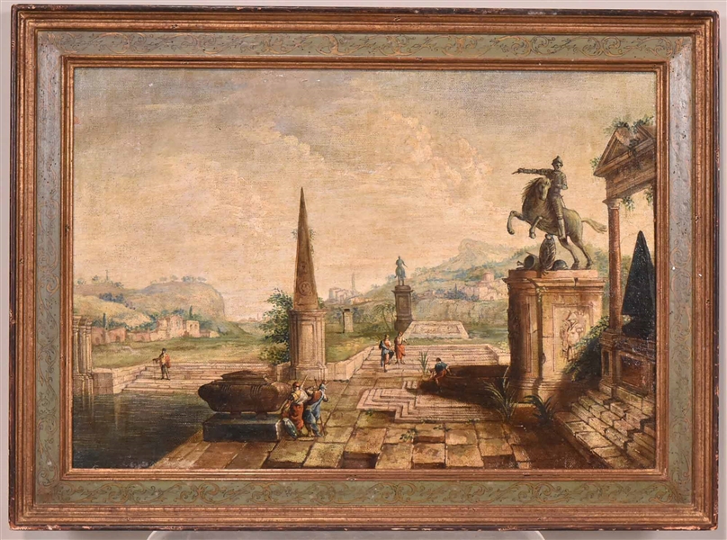 Oil on Canvas, Italian Square