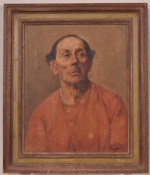 Oil on Board, Portrait of Man in Red Coat
