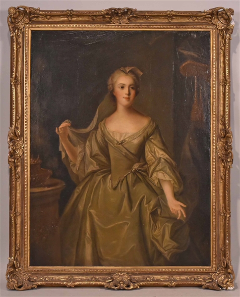 Oil on Canvas, Portrait of Lady in Green Gown