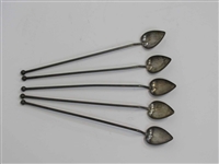 Set of Five Sterling Silver Iced Tea Spoons