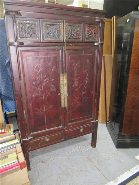 Chinese Carved Wood Cabinet