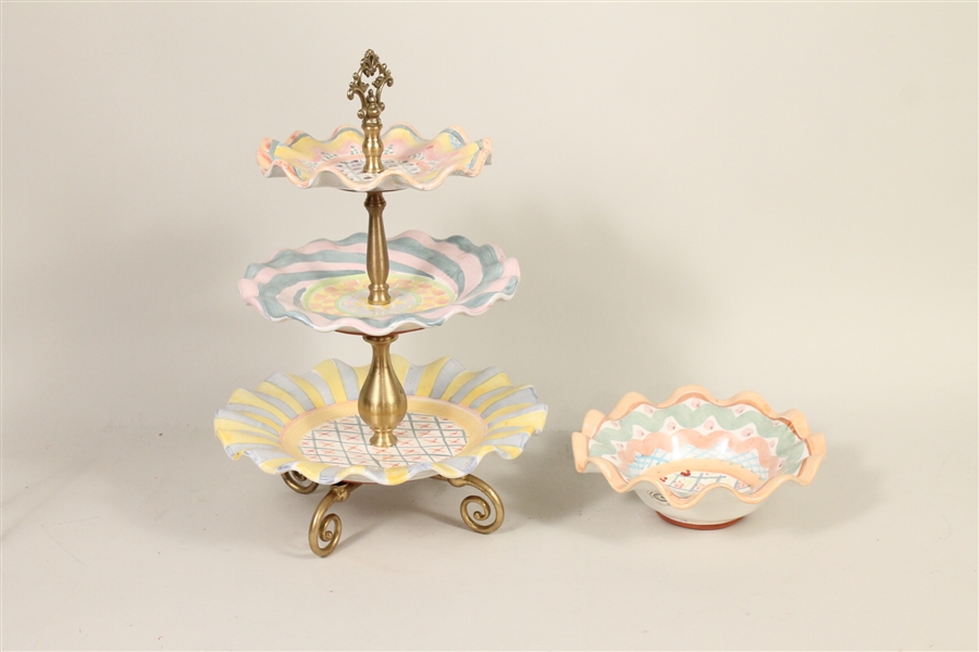 Two Mackenzie-Childs Porcelain Table Articles