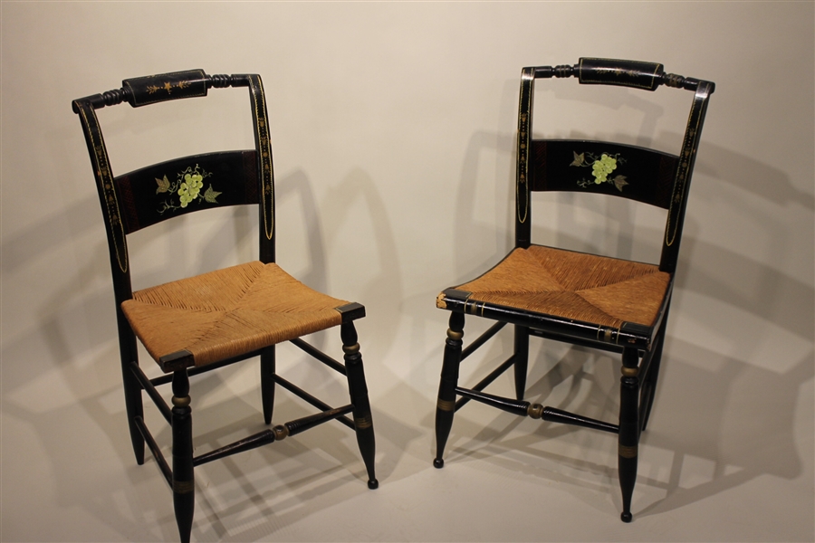 Pair of Stencil-Decorated Painted Fancy Chairs