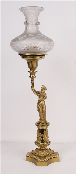 Neoclassical Style Gilt Metal Figural Solar Lamp