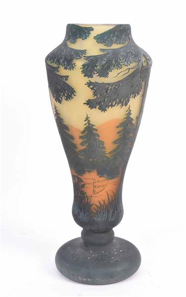 Daum Nancy Cameo Glass Vase with Trees