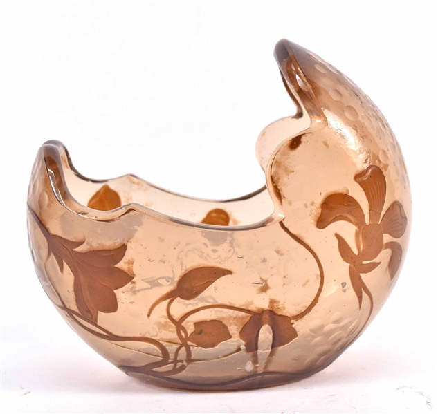 Galle Crescent Shaped Cameo Glass Vase
