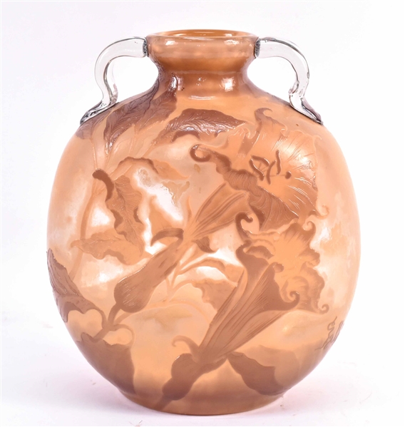 Galle Cameo Glass Pilgrim Flask