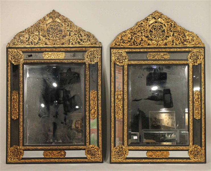 Pair of Large Baroque Style Cushion Mirrors